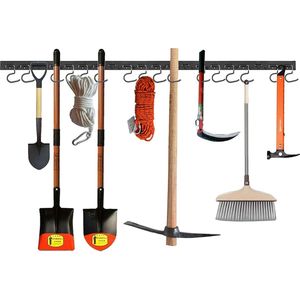 Bezemhouder Wand / Bezemhouder - Gereedschap houder - Bezem ophangsysteem Multi Wand Houder - Hanging system garden tools - 16 Hooks