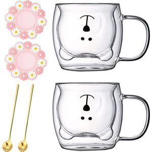 Dubbelwandige latte macchiato-glazen, koffieglas, theeglazen - mokkakopjes , Koffiekopjes , espressokopjes - kopjes - Cappuccino kopjes 2*250ml
