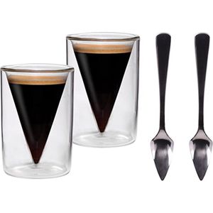 Dubbelwandige latte macchiato-glazen, koffieglas, theeglazen - mokkakopjes , Koffiekopjes , espressokopjes - kopjes - Cappuccino kopjes 2 x 70 ml