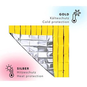 Thermische Nooddeken, slaapzak - 210 x 160 cm \ 15 Premium Rescue Blankets (Gold/Silver)