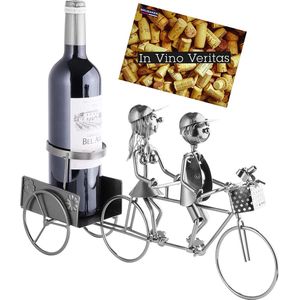 Wijnflessenhouder \ Wijnrek - liefdespaar aan de bar, decoratief object, metaal, voor paren, flessenstandaard - Wine bottle holder \ Wine rack