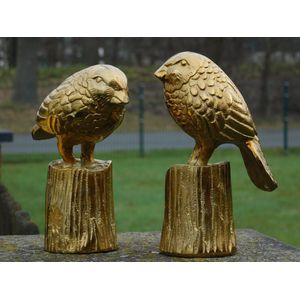 Set vogels op stam - goud - alu