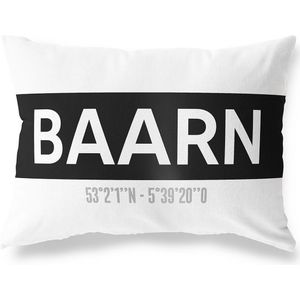 Tuinkussen BAARN - UTRECHT met coördinaten - Buitenkussen - Bootkussen - Weerbestendig - Jouw Plaats - Studio216 - Modern - Zwart-Wit - 50x30cm