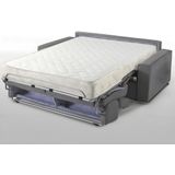 Driezits express slaapbank van stof VIZIR - Grijs - Slaapafmeting met brede latten 140 cm - Matras 18 cm