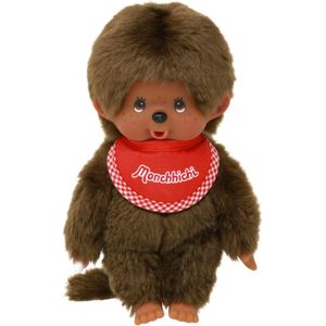 Monchichi Jongen 20cm Bruin met rode slab