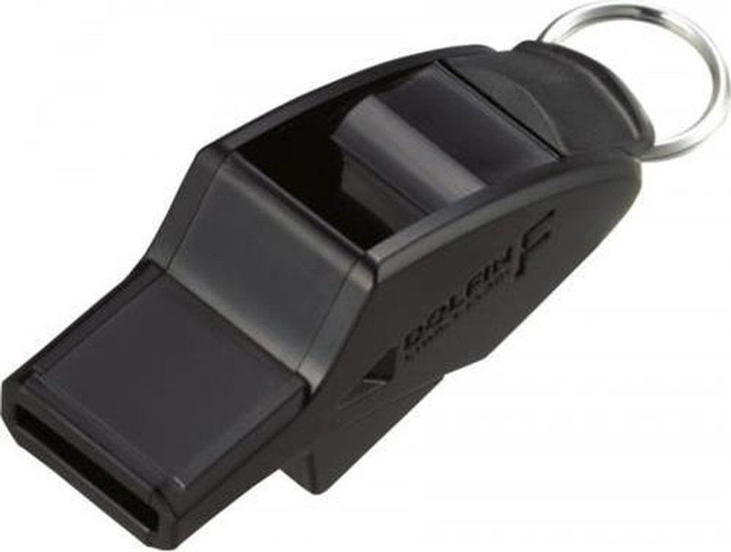 Molten Scheidsrechtersfluit Dolfin Met Handflipgrip 6 Cm Zwart