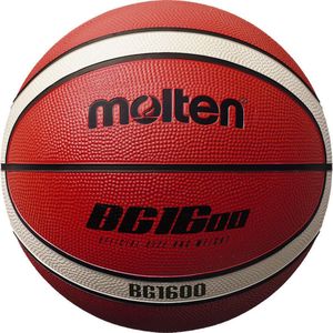 Molten BG1600 Basketbal, Binnen/Buiten, Rubber, Maat 6, Oranje/Ivoor, Geschikt voor Jongens 12, 13, 14 en Meisjes 14 & Volwassen