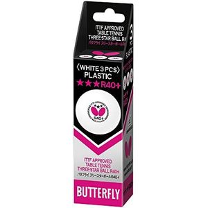 Butterfly R40+ Tafeltennisballen - 40mm witte ping pongbal - ITTF gecertificeerde professionele tafeltennisbal - Poly tafeltennisbal - 3 stuks