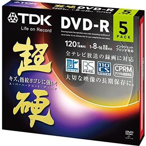 TDK DVD-R CPRM Support Super Hard Series 4.7GB 120min 1-16x wit Inkjet printable 5pack 5mm slim case DR120HCDPWC5A (Japan Import)