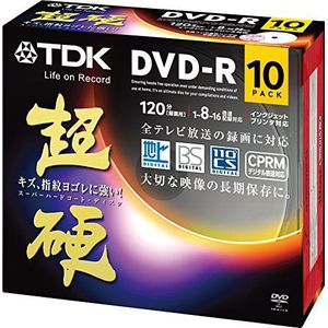 TDK DVD-R CPRM Support Super Hard Series 4.7GB 120min 1-16x wit Inkjet printable 10pack 5mm slim case DR120HCDPWC10A (Japan Import)