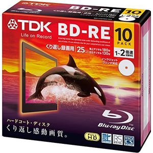 TDK Blu-ray BD-RE Herschrijfbare schijf 25 GB 2x Speed 10 Pack | Blu-ray Disc Rewritable Format Ver. 2.1 (Japan Import)
