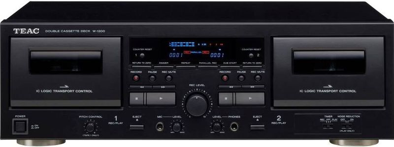 TEAC W-1200 - Dubbele cassettedeck voor opnemen/afspelen op beide decks en Digitale USB-uitgang, Zwart