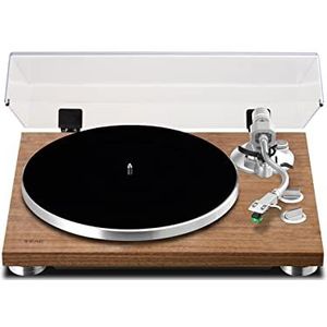 Teac TN-400BT-SE HiFi platenspeler met Bluetooth voor luidsprekers en hoofdtelefoon (riemaandrijving, 33/45/78 rpm, MM-microfoons) walnoot bruin