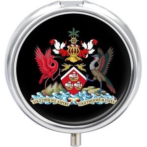 Coat Arms of Trinidad en Tobago Pillendoos 3 Compartiment Geneeskunde Pil Case Draagbare Pil Organizer Unieke Gift