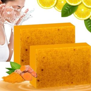 2PCS Honey Glow Lemon Turmeric Kojic Acid Soap Bar, Brightening Lemon Turmeric & Kojic Acid Soap, Organic Turmeric Soap Bar For Face & Body, Smooth Skin, Fades Freckles.