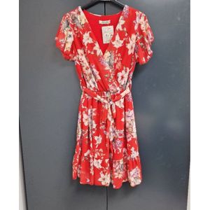 Exclusieve bloemenjurk - rood - one size (36-40)