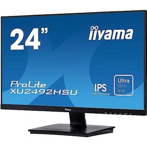 iiyama XU2492HSU-B1 ProLite XU2492HSU-B3, 24""(23.8""), IPS, 1920x1080 (Full HD), DisplayPort-HDMI-VGA-USB 2.0, speakers, hoogte verstelbaar, zwart