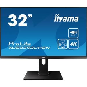 iiyama ProLite XUB3293UHSN-B1 - LED-monitor - 31.5"" - 3840 x 2160 4K @ 60 Hz - IPS - 350 cd/m² - 1000:1 - 4 ms - HDMI, DisplayPort, USB-C - luidsprekers - matzwart