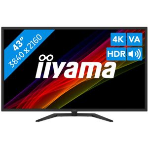 Iiyama ProLite X4373UHSU-B1 LED-monitor Energielabel G (A - G) 108 cm (42.5 inch) 3840 x 2160 Pixel 16:9 3 ms HDMI, DisplayPort, Mini-DisplayPort, USB 2.0, USB