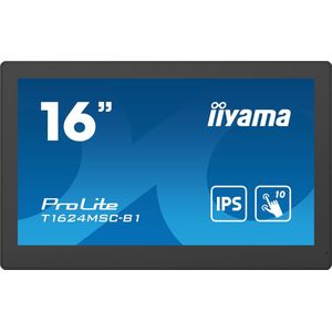 iiyama T1624MSC-B1 beeldkrant Interactief flatscreen 39,6 cm (15.6") LCD 450 cd/m² Full HD Zwart Touchscreen 24/7