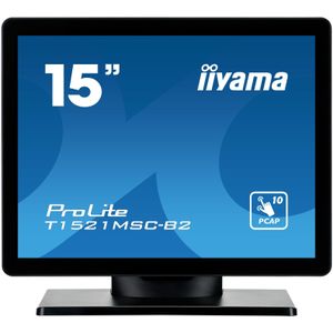 iiyama ProLite T1521MSC-B2 - LED-monitor - 15"" - aanraakscherm - 1024 x 768 - TN - 370 cd/m² - 800:1 - 8 ms - HDMI, VGA - luidsprekers - matzwart