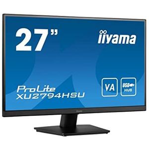 iiyama ProLite XU2794HSU-B1 68,5 cm (27 inch) VA LED-monitor Full-HD (HDMI, DisplayPort, USB3.0) Ultra-Slim-Line, zwart