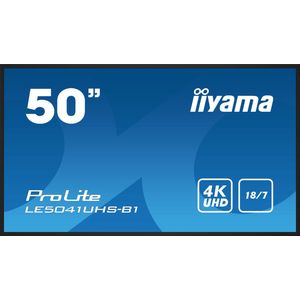 Iiyama ProLite LE5041UHS-B1 Digital Signage display Energielabel: G (A - G) 127 cm (50 inch) 3840 x 2160 Pixel 18/7 Geïntegreerde mediaplayer, Geïntegreerde