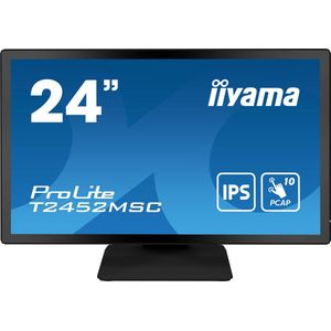 Iiyama Prolite T2452MSC-B1 - LED-monitor - 24"" - 1920 x 1080 Full HD - IPS - 360 cd/m² - 1000:1 - 14 ms - HDMI, DisplayPort - luidsprekers - Touch-technologie - zwart