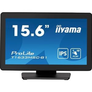 iiyama ProLite T1633MSC-B1 - LED-monitor - 15.6"" - aanraakscherm - 1920 x 1080 Full HD (1080p) @ 60 Hz - IPS - 450 cd/m² - 1000:1 - 5 ms - HDMI, DisplayPort - luidsprekers - zwart, matte afwerking