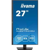 Iiyama Display 27, zwart, ultradun, VA 16:9, 1920 x 1080, 1 ms, 100 Hz, 250 cd/m², 1 x HDMI 1 x Displayport 2 x USB HUB HPs 15 cm, in hoogte verstelbare voet, TCO draaibaar