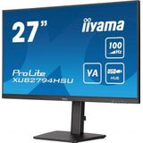 Iiyama ProLite XUB2794HSU-B6 - LED Monitor 27"" VA - 1920 x 1080 Full HD - 100Hz - 1ms - 4000:1-250 cd/m² - 1x HDMI - 1x DisplayPort - 2x USB - zwart