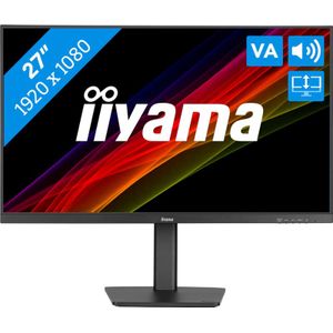 Iiyama Display 27, zwart, ultradun, VA 16:9, 1920 x 1080, 1 ms, 100 Hz, 250 cd/m², 1 x HDMI 1 x Displayport 2 x USB HUB HPs 15 cm, in hoogte verstelbare voet, TCO draaibaar