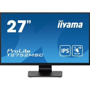iiyama Prolite T2752MSC-B1 LED monitor IPS Full HD 10-punts multitouch capacitieve capacitieve HDMI DP USB3.2 7H anti-vingerafdruk zwart 68,6 cm 27 inch