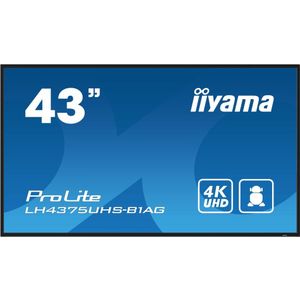 iiyama Prolite LH4375UHS-B1AG 108cm 42,5"" digitaal signage display IPS LED paneel 4K UHD HDMI DP in/Out USB2.0 RS-232c RJ45 mediaspeler Android OS WiFi SDM-S Micro SD 24/7 zwart