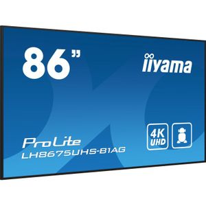 Iiyama - Prolite LH8675UHS-B1AG - Digitaal Signage Display - Zwart - 85,6 Inch - 4K UHD - Android OS