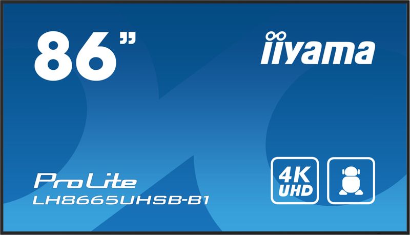 iiyama LH8665UHSB-B1 beeldkrant Kiosk-ontwerp 2,18 m (86") LED Wifi 800 cd/m² 4K Ultra HD Zwart Type processor Android 11 24/7