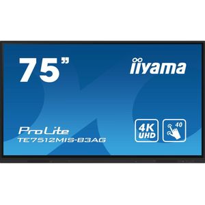 iiyama ProLite TE7512MIS-B3AG 189,3 cm 74,5 inch IPS LED groot formaat display 4K UHD 40 touchpunten PureTouch-IR VGA HDMI USB-C USB3.0/2.0 RS-232c RJ45 HDMI-out 7H OPS-slot WiFi Android OS AntiGlare