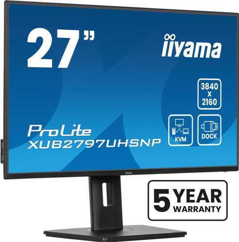 iiyama ProLite XUB2797UHSNP-B1 - 27 inch - 4K - IPS - USB-Hub (4x) - in hoogte verstelbaar - USB-C Dock - KVM-switch