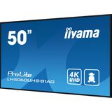 iiyama Prolite LH5060UHS-B1AG 125.7cm 49.5"" Digital Signage Display IPS LED Panel 4K UHD HDMI Audio-Out USB2.0 RS-232c RJ45 Mediaplayer Android 11 OS WiFi 24/7 schwarz