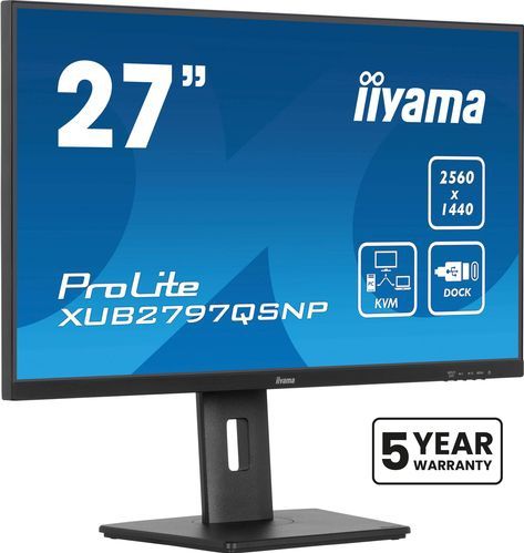 iiyama ProLite XUB2797QSNP-B1 27 inch - QHD - IPS - USB-Hub (2x) - in hoogte verstelbaar - USB-C Dock - KVM-switch