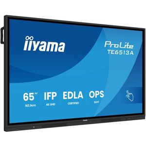 iiyama TE6513A-B1AG beeldkrant Interactief flatscreen 163,8 cm (64.5") Wifi 450 cd/m² 4K Ultra HD Zwart Touchscreen Type processor Android 18/7
