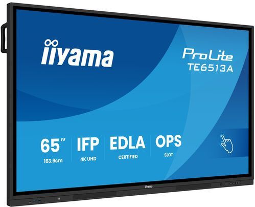 iiyama TE6513A-B1AG beeldkrant Interactief flatscreen 163,8 cm (64.5") Wifi 450 cd/m² 4K Ultra HD Zwart Touchscreen Type processor Android 18/7