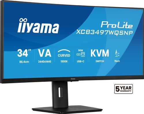 Iiyama - Prolite XCB3497WQSNP-B1 - Monitor - 34 inch - UWQHD - 120 Hz - VA-paneel