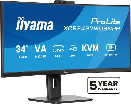 IIYAMA ProLite XCB3497WQSNPH-B1 - Beeldscherm - Zwart - 34" - UWQHD Curved VA Paneel