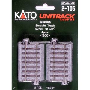 H0 Kato Unitrack 2-105 Rechte rails 60 mm 4 stuk(s)