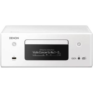 Denon RCDN11DAB Stereo Receiver met CD Speler & DAB+ Radio, HiFi Receiver met Bluetooth, WiFi, Airplay 2, Google Assistant & Siri, Muziek Streamen, HEOS Multiroom, 2x Optische Ingang - Wit