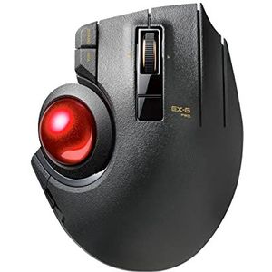 Elecom Trackball Mouse, Wired, Wireless, en Bluetooth-verbinding, high-performance Ruby Ball, 8 toewijsbare knoppen, vloeiend schuiven, ergonomisch ontwerp / ZWART / M-XPT1MRXBK