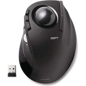 Elecom 2,4 GHz draadloze vingergestuurde trackball muis EX-G serie 8-knops functie met soepele tracking, precisie optische gaming sensor (M-DT1DRBK)