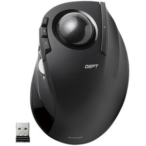 Elecom DEFT Draadloze trackballmuis, 2,4 GHz, vingerbediening, 8 toetsen, ergonomische gladde bal van 34 mm, PC/laptop, Windows 11/MacOS, M-DT2DRBK
