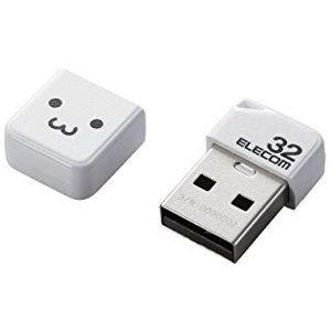 ELECOM kleine USB flash drive 32GB USB2.0 met bandgat en dop [wit] MF-SU2B32GWHF (Japan Import)